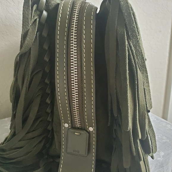 Coach Rogue 30 Suede With Fringe In Fern - Picture 3 of 14